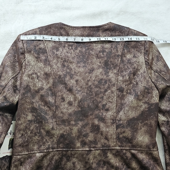 NWT Reba Bronze Faux Suede Zip Jacket Lace Lined Western Moto Style Size M - Picture 8 of 11